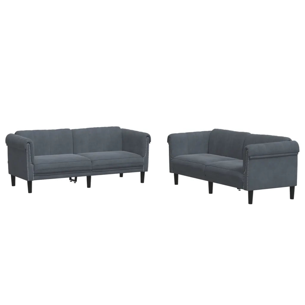 Set di Divani 2 pz Grigio Scuro in Velluto 3209220