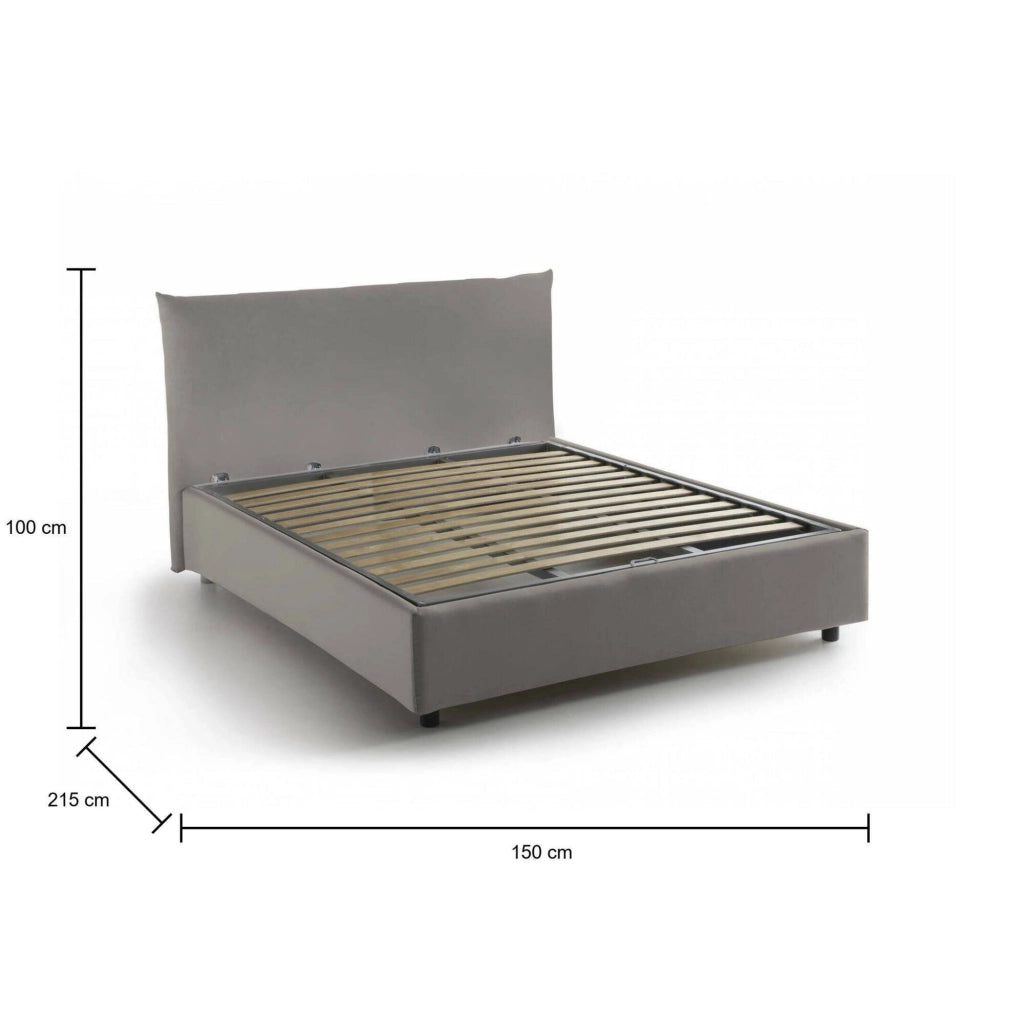 Amorino, Letto Piazza e Mezza Sfoderabile Made in Italy, Grigio Tortora