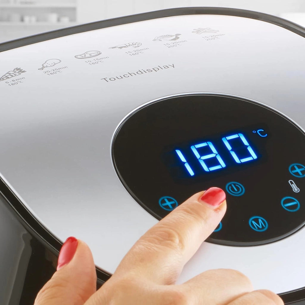 Friggitrice ad Aria Calda Airfryer 3,6 L Senza Olio 6 Programmi 1500 W Display Touch Nero