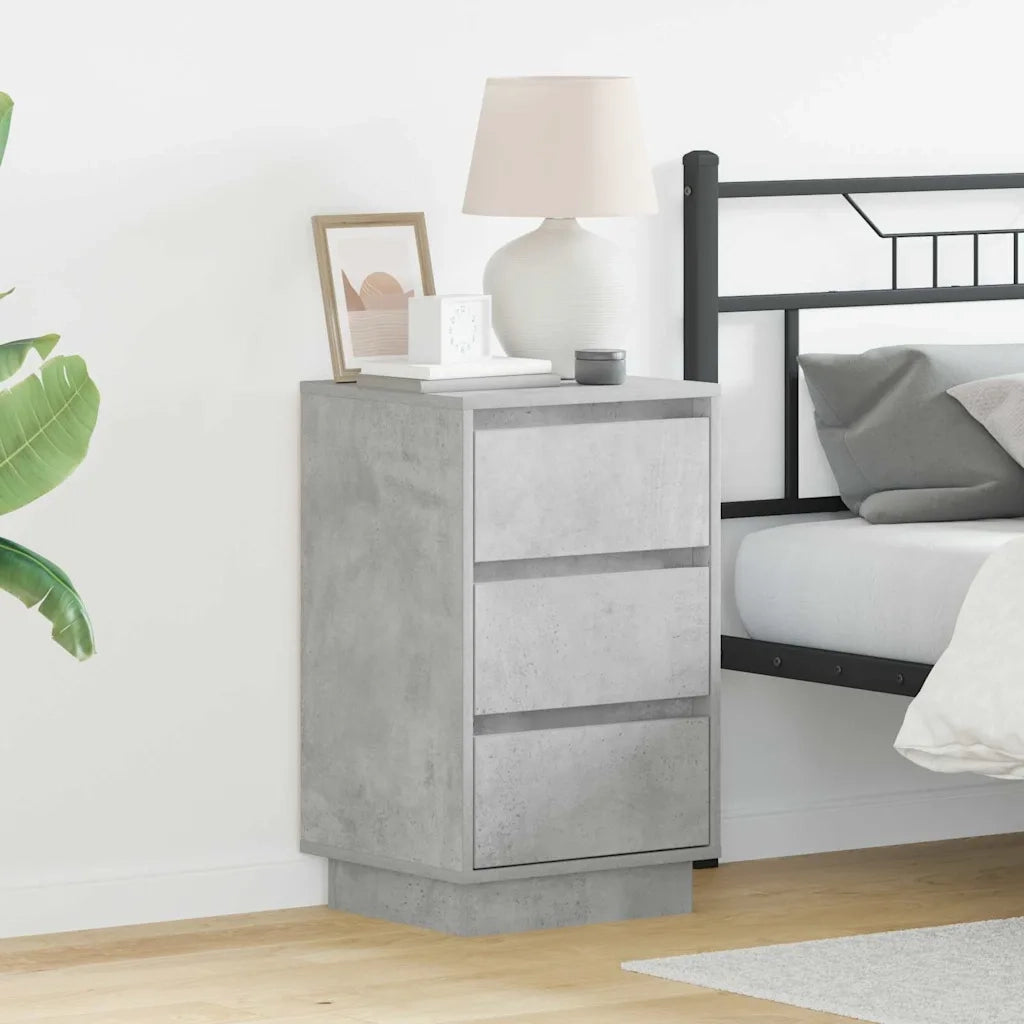 Comodino | Armadio da Notte | Mobiletto da notte con cassetto Grigio cemento 39 x 34,5 x 65 cm
