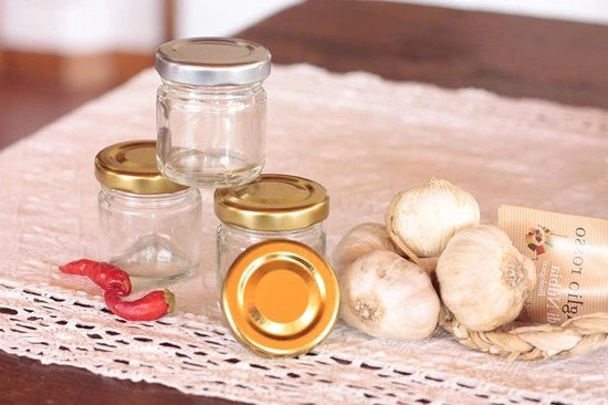 Invecchiamento lento a 150 g - 6 pezzi con coperchio twist-off (oro e argento) - vaschetta per conserva con coperchio resistente alla lavastoviglie