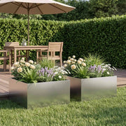 Vaso da giardino 2 pz Argento 40 x 40 x 30 cm Acciaio Inox 8005045