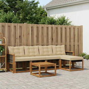 Set di divani da esterno con cuscino 6 pcs Naturale e Beige