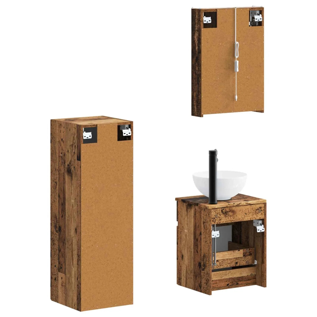 Set di mobili per il bagno 4 pcs Legno antico 3407477