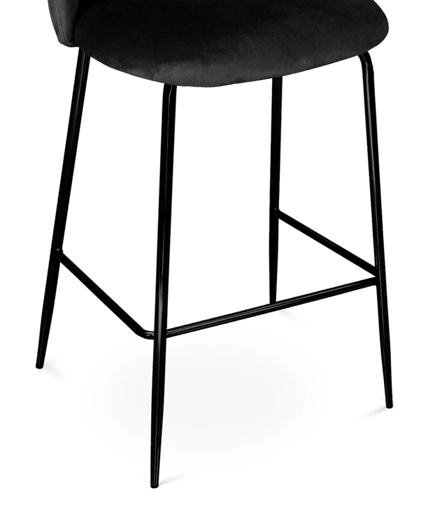 Sgabello cucina imbottito, sgabello alto in velluto nero piede nero – Nicole - SG10NIPN