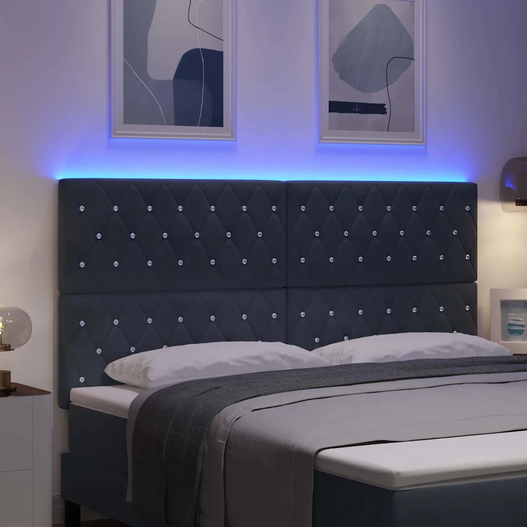 Testiera LED con strisce LED Grigio scuro 180 cm Velluto 3338373