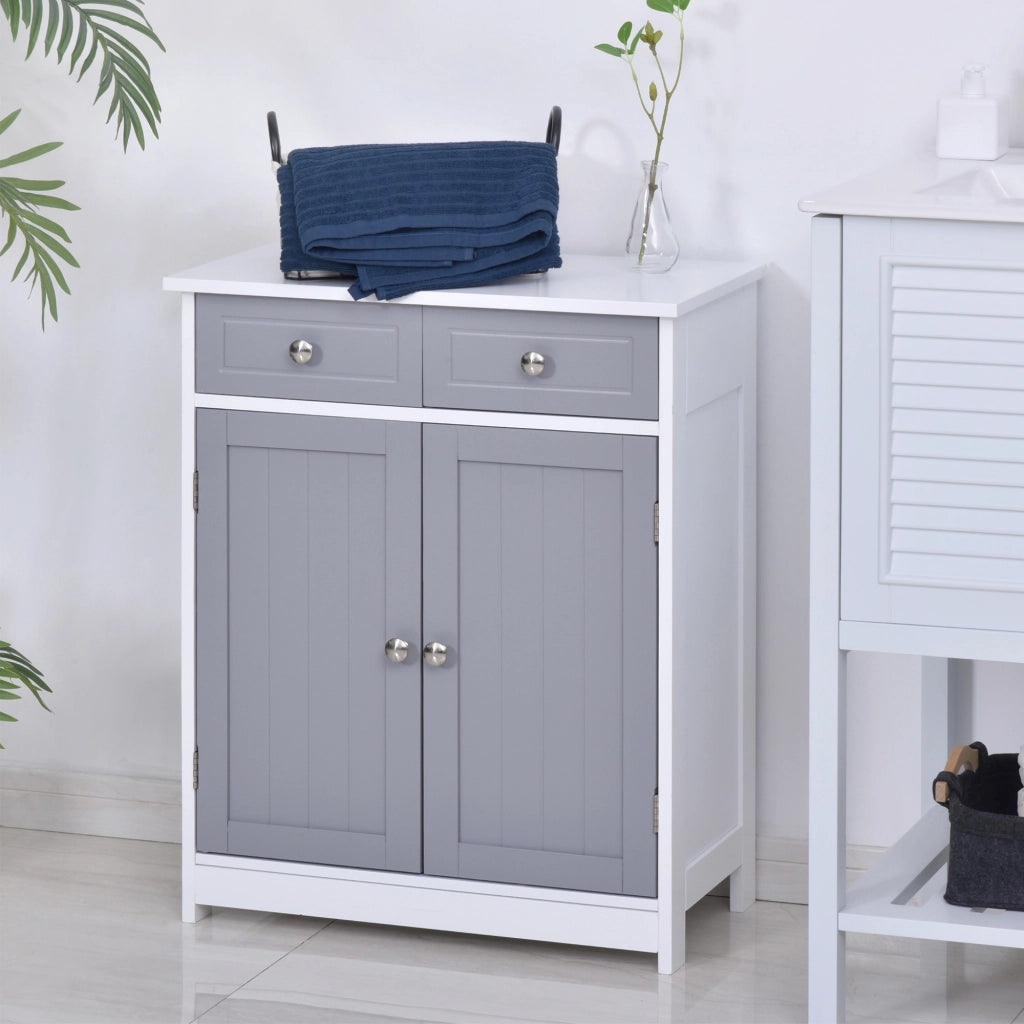 Mobile Bagno con 2 Cassetti e Ante ¨C Zephmum ¨C Grigio 60x30x75 cm