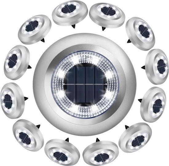 12 pezzi di illuminazione esterna alimentata da energia solare - impermeabile - illuminazione di fondazione chiara per esterni - illuminazione decorativa del pannello solare per esterni Bicchieri di illuminazione esterni