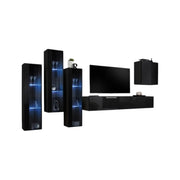 Mobile da salotto murale SWITCH XIII design, colore nero lucido.
