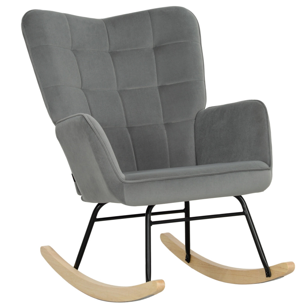 Poltrona a dondolo 98x71x101 cm con schienale trapuntato; poliestere; grigio scuro