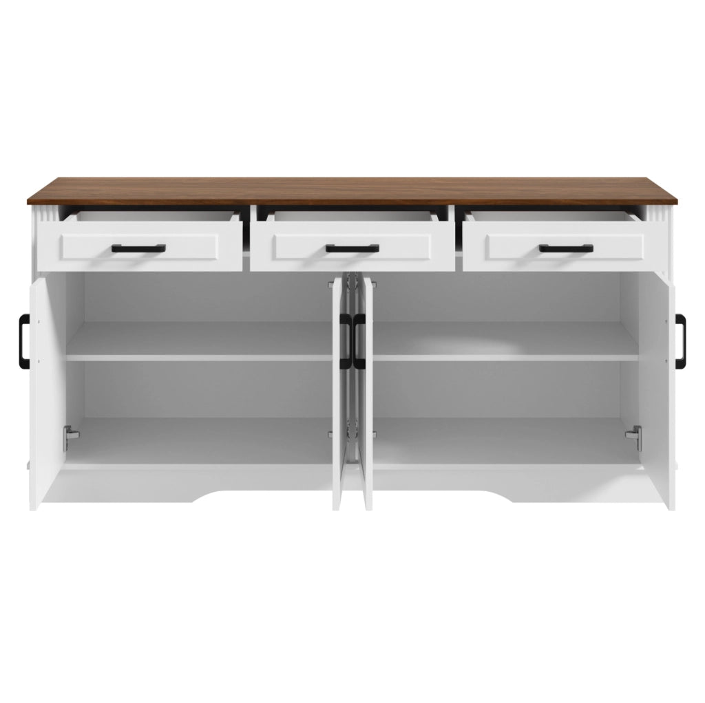 Sideboard bianco in MDF 160 cm con 4 ante e 3 cassetti