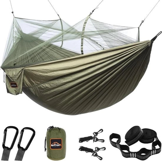 Doppia singola tenda da campeggio con rete antisfere - leggera e portatile - cinture per alberi - tenda da paracadute per campeggio, escursioni, viaggi e trekking