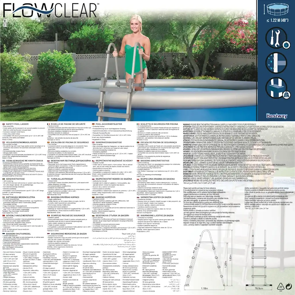 Bestway Scaletta per Piscina Flowclear a 4 Gradini 122 cm 93340
