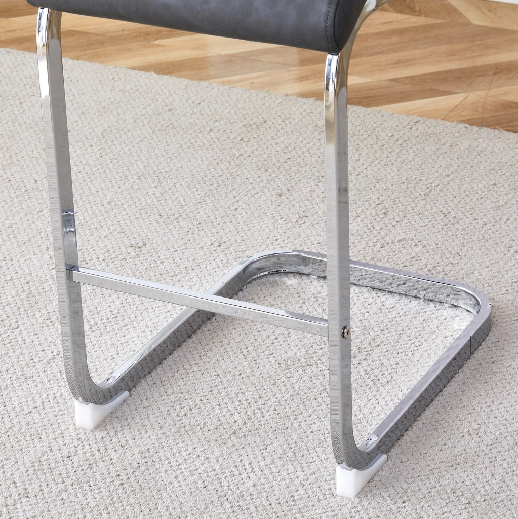Set di 2 sgabelli da bar in PU grigio scuro con gambe argento