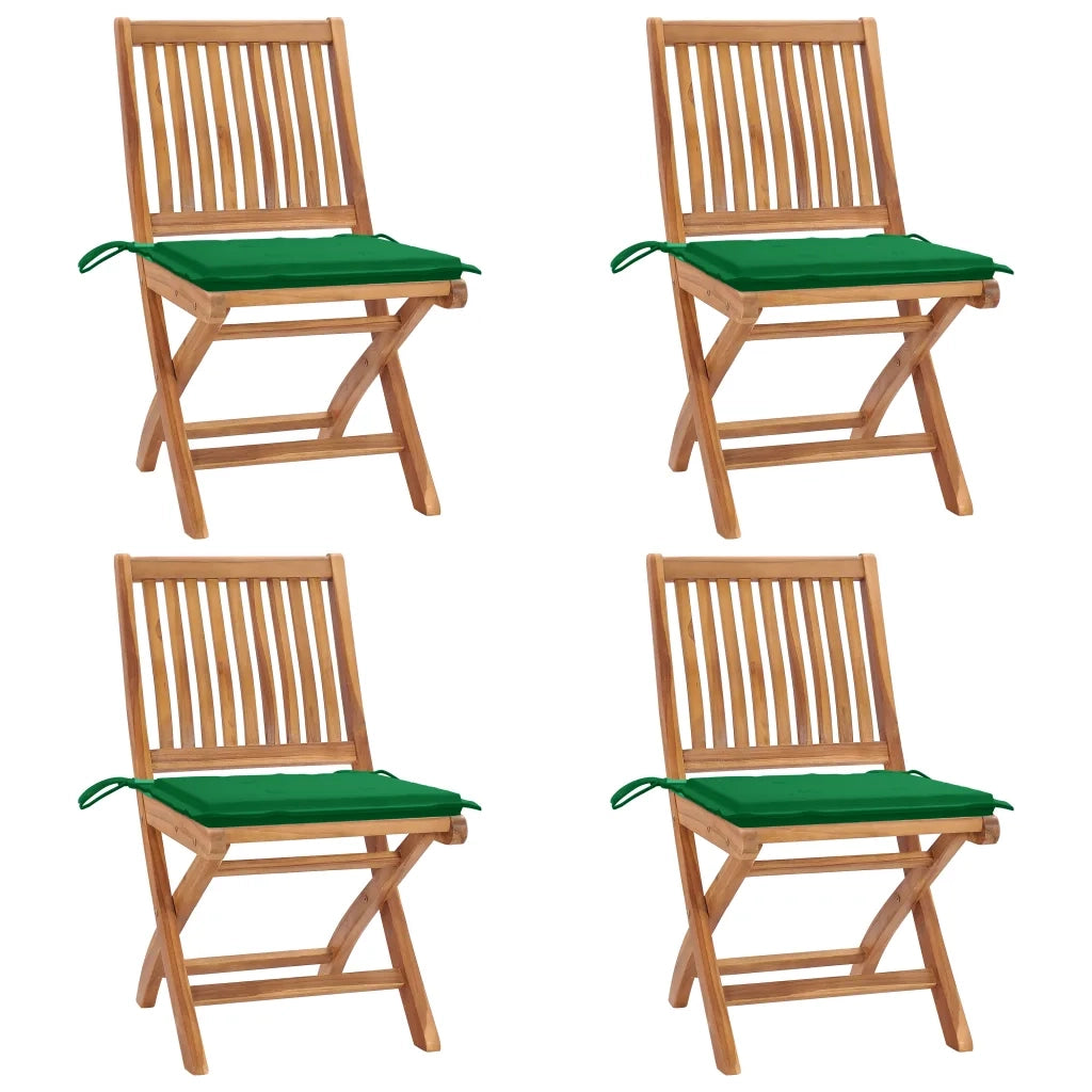 Sedie da Giardino Pieghevoli con Cuscini 4 pz Massello di Teak cod mxl 75229