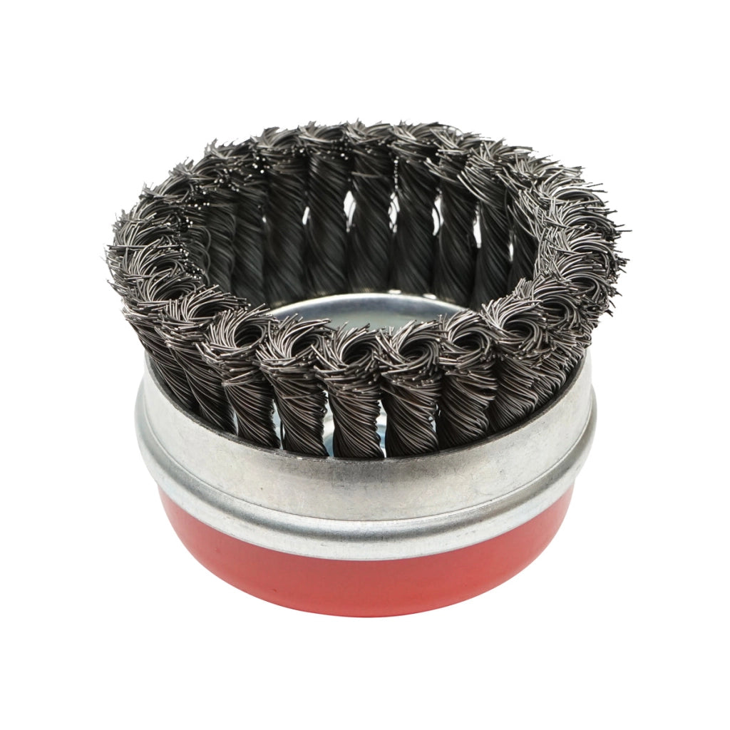Spazzola metallica con filo intrecciato, tipo a tazza, 100 mm, M14 Breckner Germany