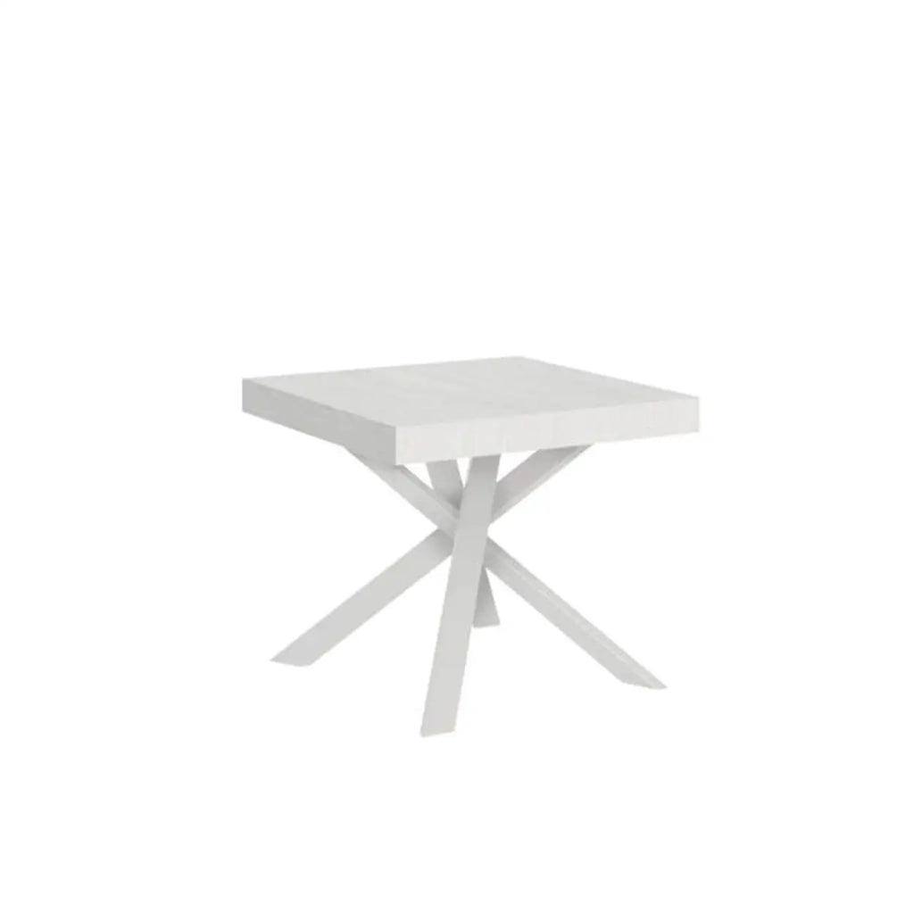 Tavolo allungabile 90/194x90 cm Clerk colore bianco frassino gambe bianche