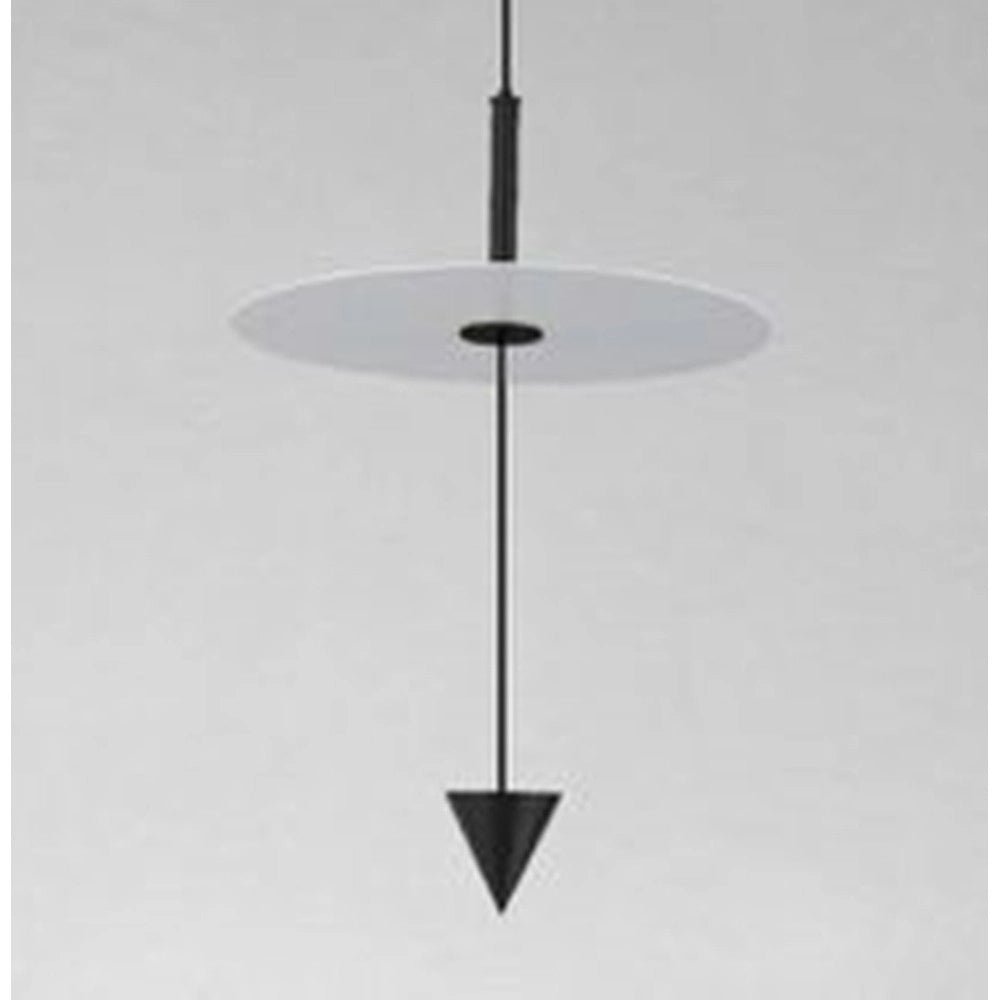 Trade Shop - Lampadario A Sospensione Lampada 12w Luce Led 6500k Disco Bianco ø23cm Cono Nero 32009 -