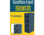 1 Pezzo Cassettiera Organizer in TNT 4 Cassetti Blu 100 x 40 x 30 cm