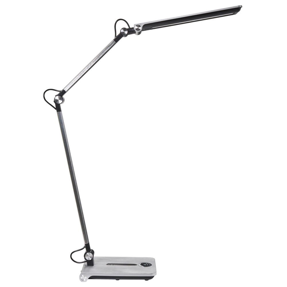 Lampada da tavolo LED per ufficio domestico con braccio regolabile e orientabile dimmer a 5 livelli e timer argento