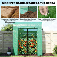 Serra da Giardino 170x68x200 cm Porta Avvolgibile e Finestre a Rete con Rivestimento in PE Verde