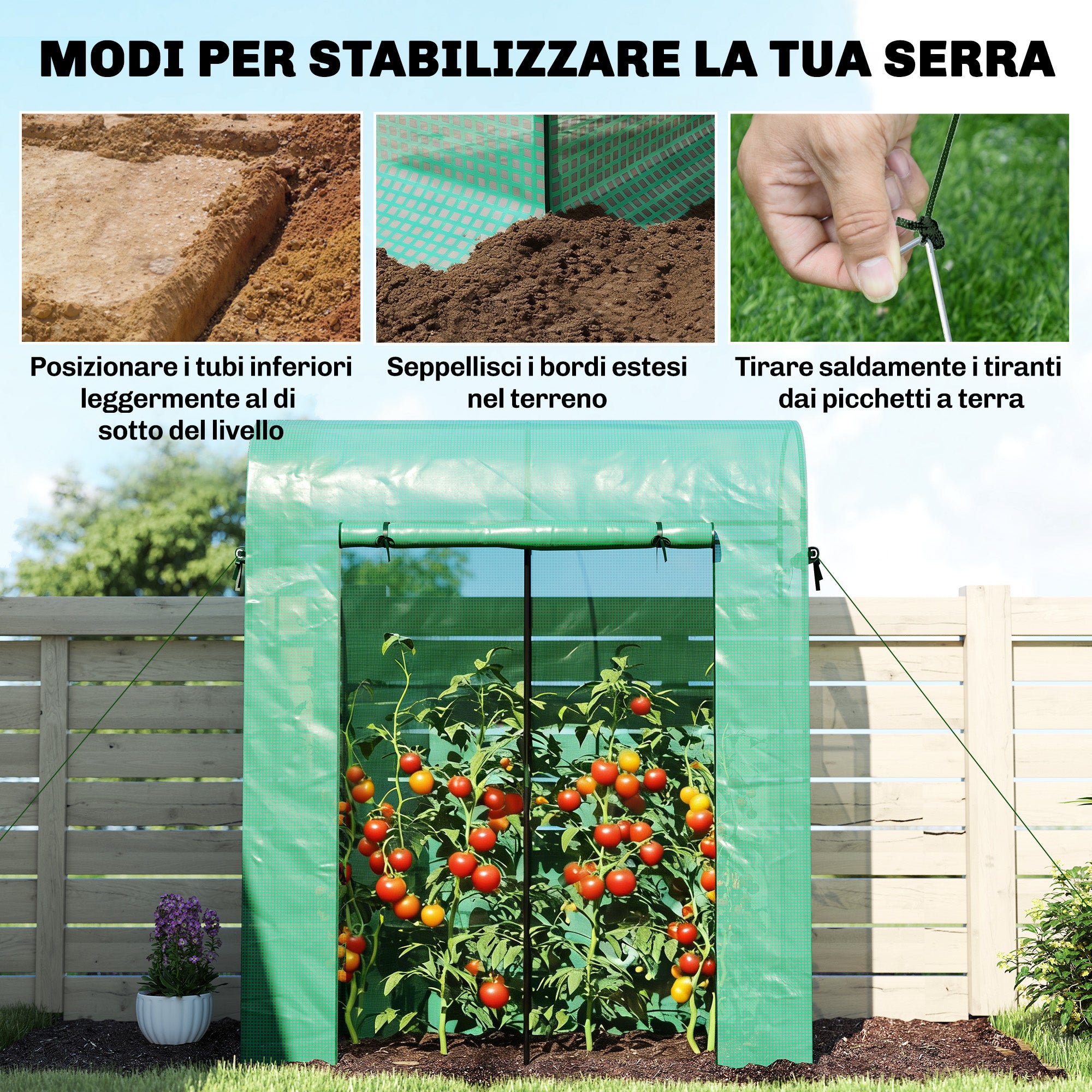 Serra da Giardino 170x68x200 cm Porta Avvolgibile e Finestre a Rete con Rivestimento in PE Verde