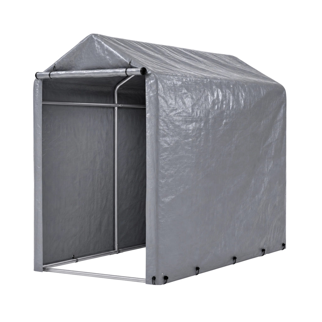 Garage Bici 100x187x160 cm Grigio con Telo PE 170 g/m² Impermeabile, Telaio Zincato e Doppia Cerniera