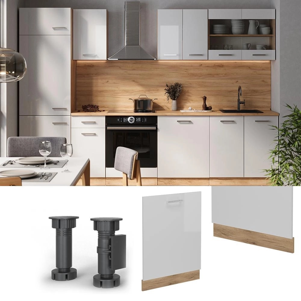 Pannello frontale R-Line Bianco lucido/Rovere dorato 60 cm senza piano di lavoro Vicco