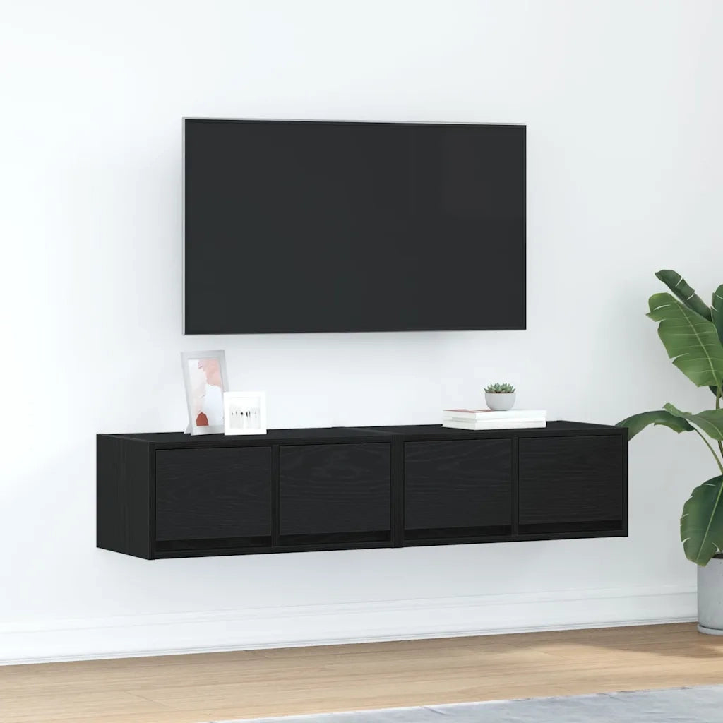 Mobili TV 2 pz Rovere Nero 60x31x25,5 cm in Legno Multistrato 861493