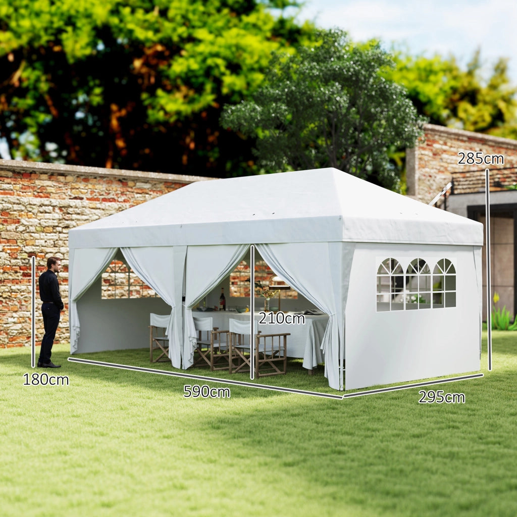 Tenda da giardino pieghevole ¨C zephmum ¨C 3x6m con 6 pannelli, bianco