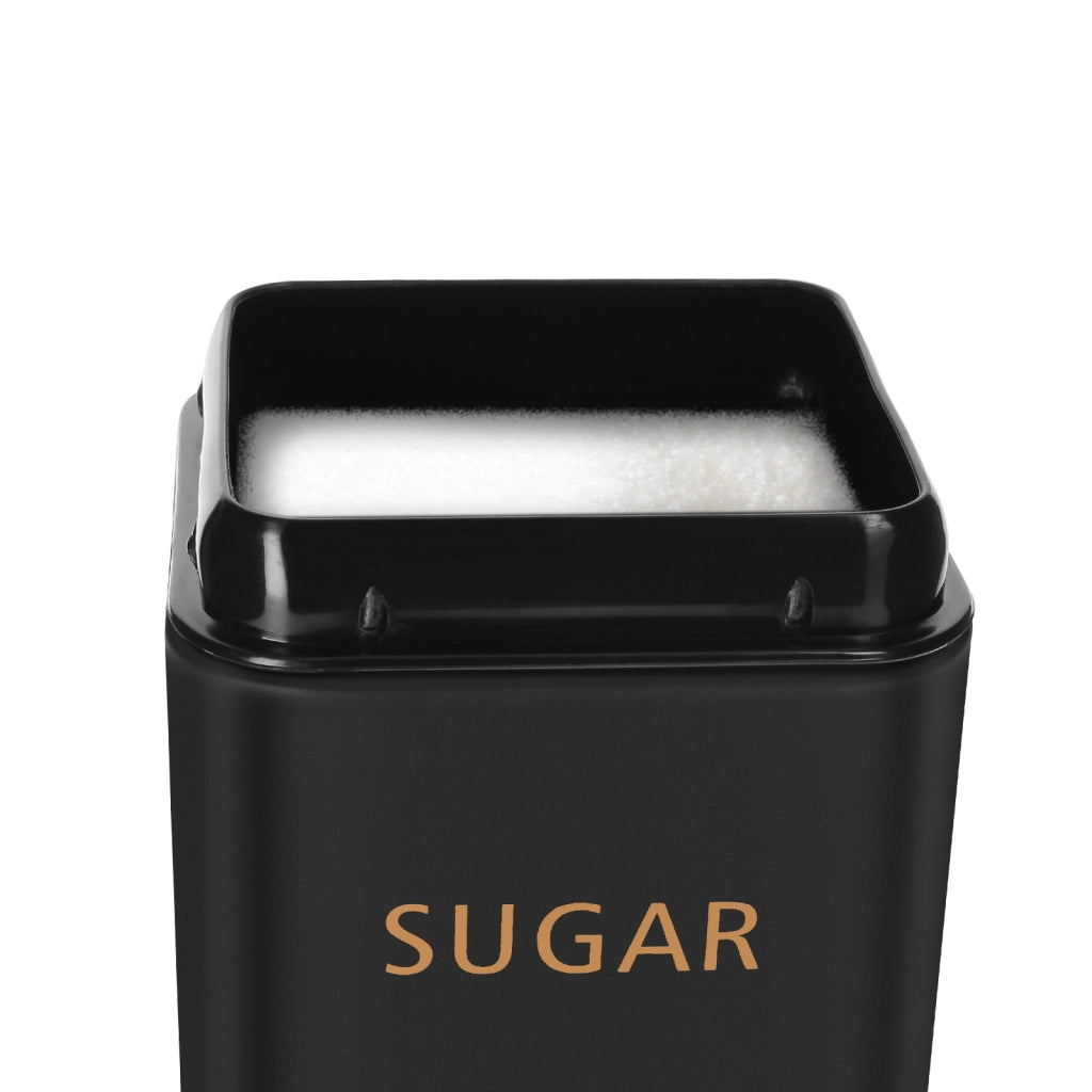 Insieme 3 Scatole per Tè Caffè Zucchero 9x14,5cm Ermetiche Nero Cheffinger