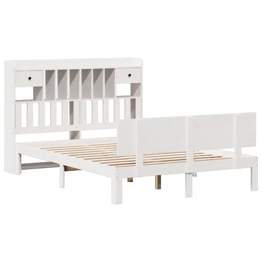 Letto Libreria senza Materasso Bianco 160x200 cm Legno di Pino 3322697