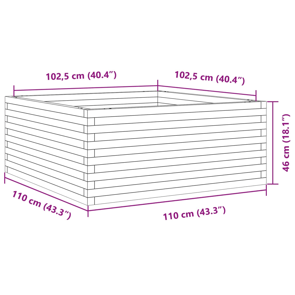Fioriera da Giardino Bianca 110x110x46cm Legno Massello di Pino 3282435