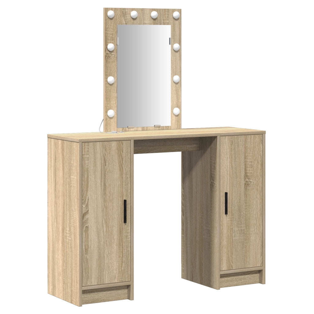 Toeletta con luci LED in rovere di Sonoma, 102x33x135 cm
