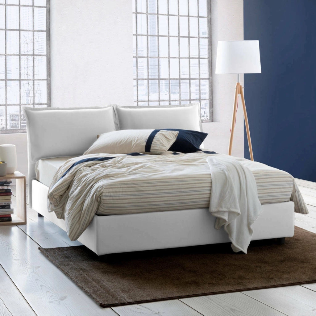 Letto Matrimoniale Amy, Letto Matrimoniale Materasso Incluso Made in Italy, Bianco