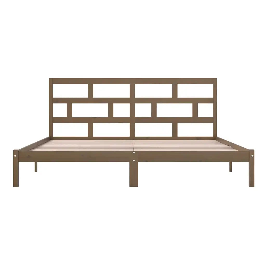 Letto matrimoniale | Letto per adulti | Giroletto Ambra senza Materasso in Legno di Pino 200x200 cm