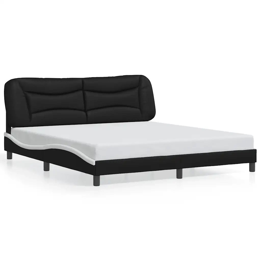 Giroletto senza Materasso-Struttura Letto Hvar Nero e Bianco 180x200 cm in Similpelle