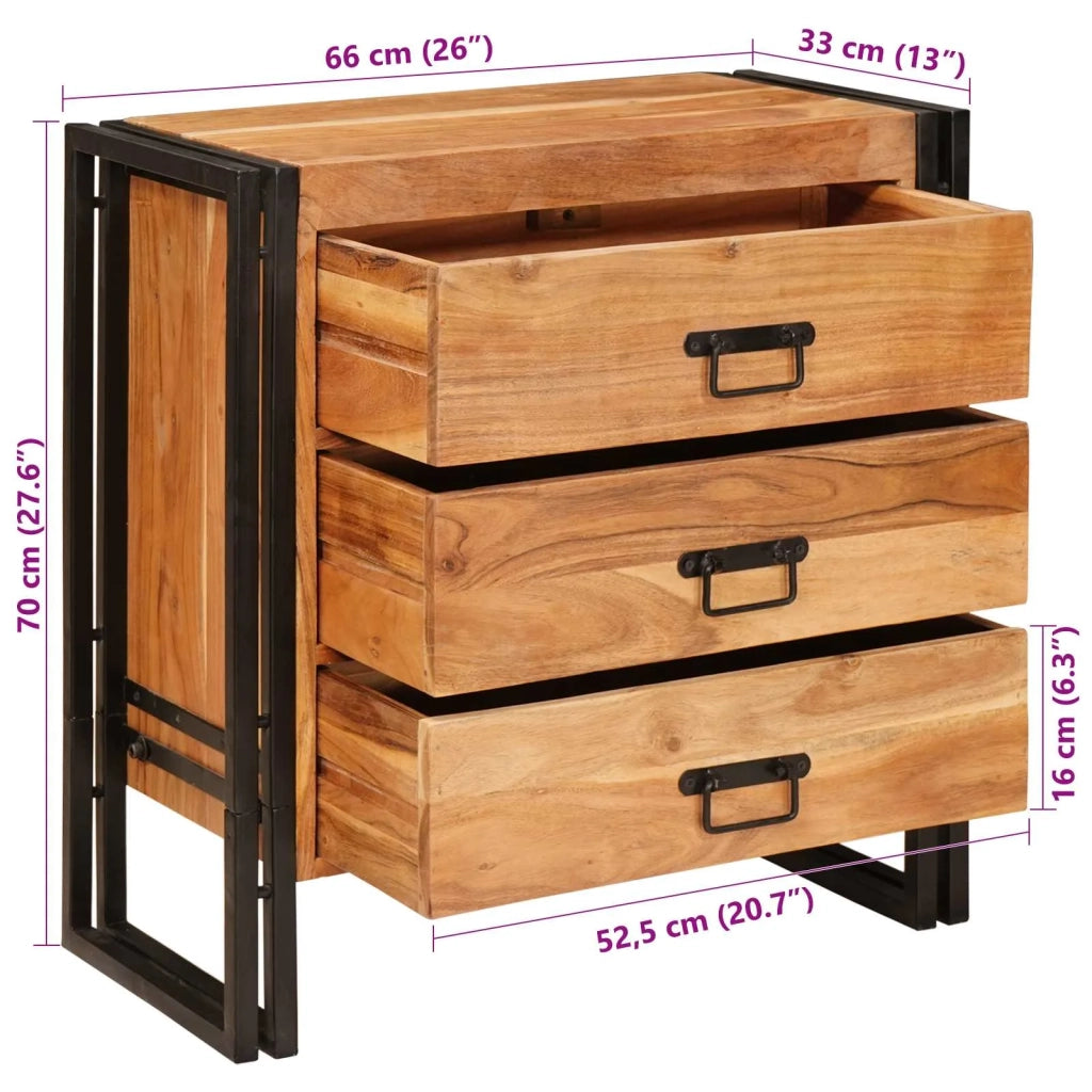 Credenza Marrone 66 x 33 x 70 cm Legno di Acacia Massello 4016720