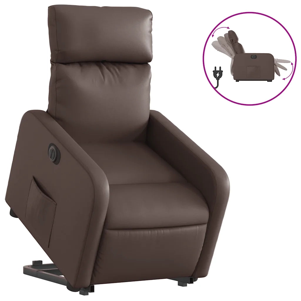 Poltrona Alzapersona Reclinabile Marrone in Similpelle 3206765