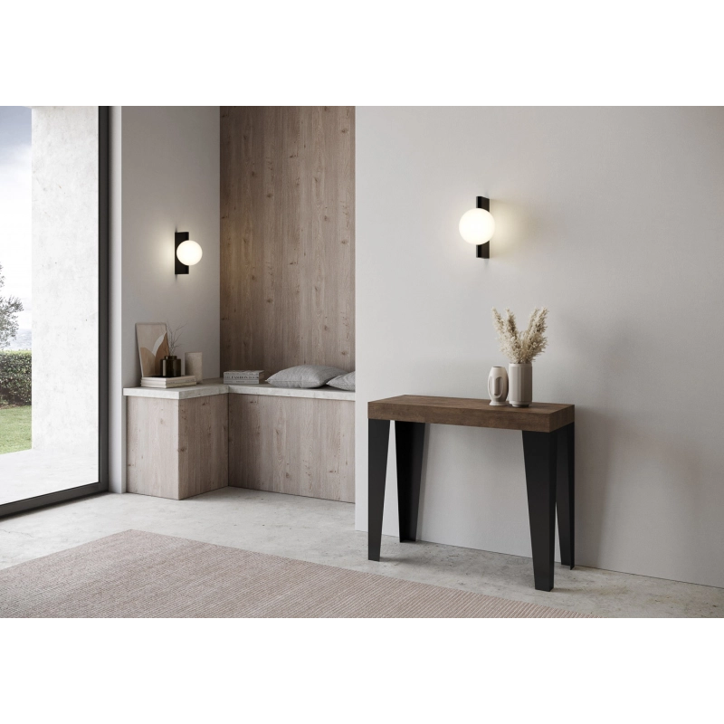 Consolle allungabile 90x40/196 cm Flame telaio Antracite - Noce