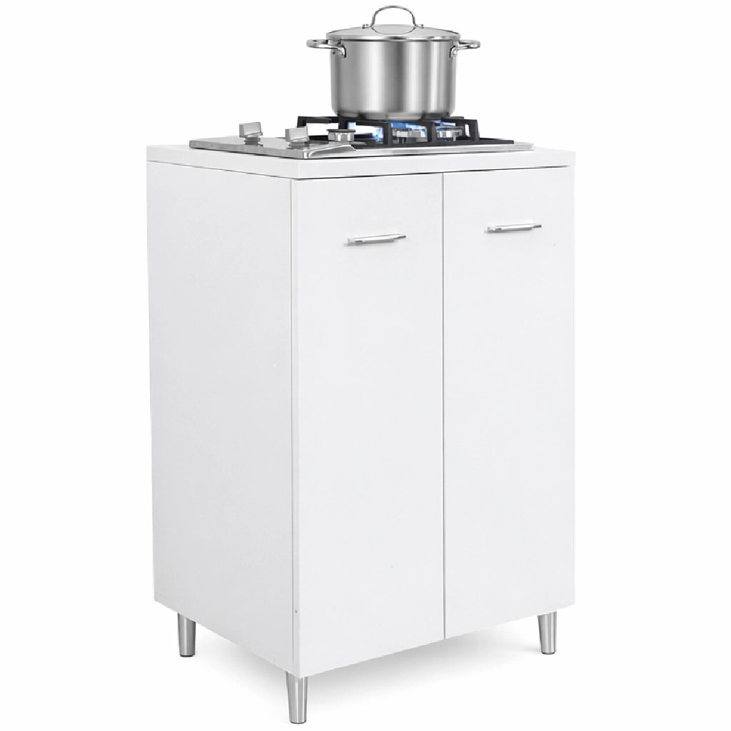 Mobile Mini Cucina 60x40 h85 con Piano Cottura Gas 2 Fuochi Gpl Acciaio Bianco