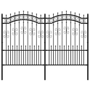 Recinzione da Giardino con Punta a Lancia Nera 190cm Acciaio cod mxl 24895