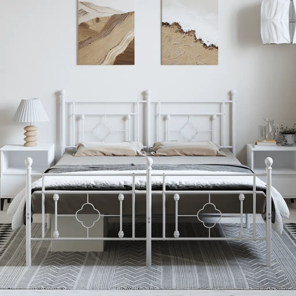 Giroletto con Testiera e Pediera Metallo Bianco 193x203 cmcod mxl 109705