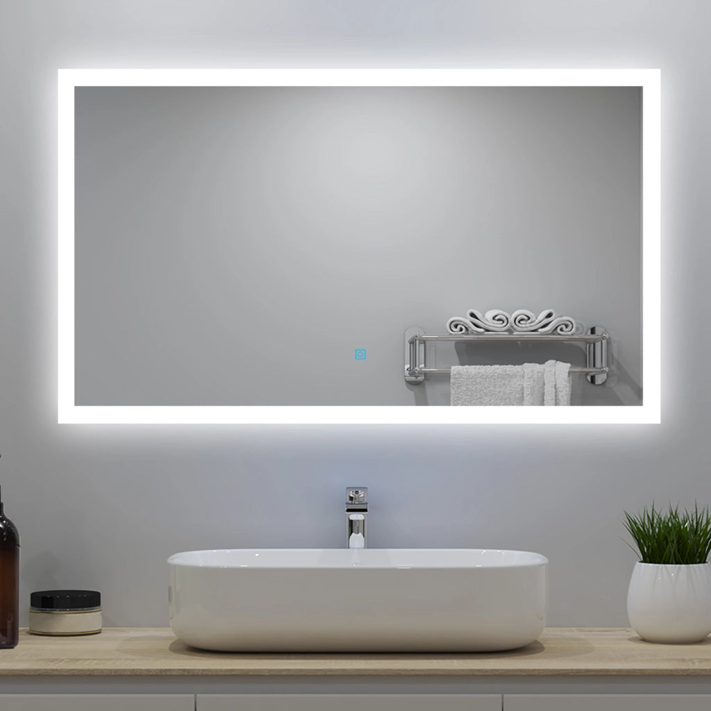 Aica LED Specchio da bagno 120×70 cm + luminosità regolabile a 3 colori + antiappannamento