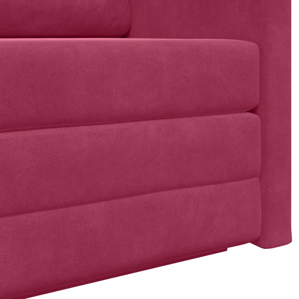 Divano Letto da Terra 2-in-1 Rosso Vino 124x204x61 cm Velluto