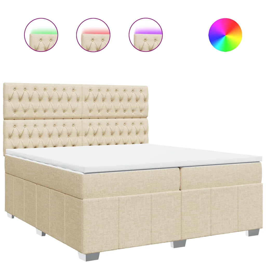 Giroletto a Molle con Materasso Crema 200x200 cm in Tessuto