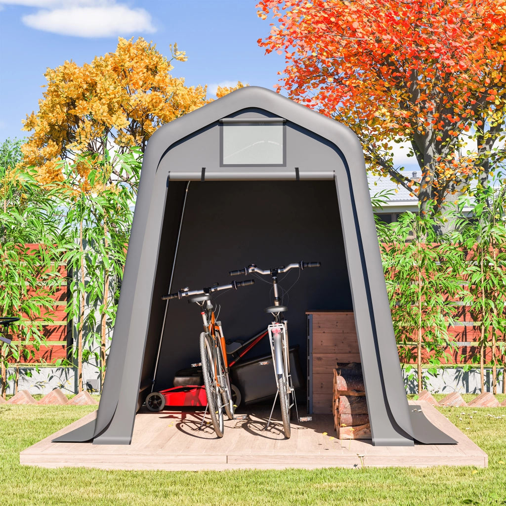 Capanno da Giardino con Teli Avvolgibili e Aerazione; Protezione da Pioggia e UV in PE Grigio 183 x 245 x 217 cm