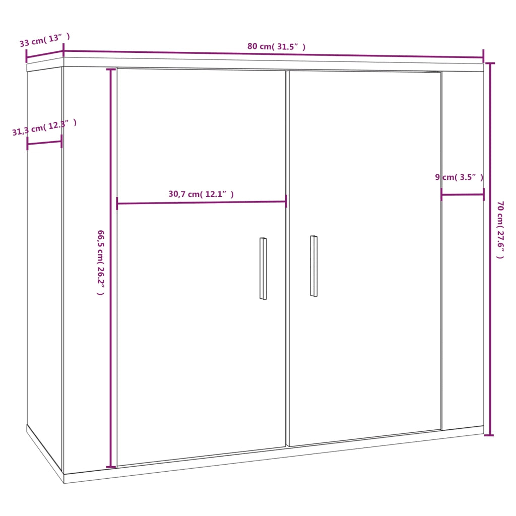 Credenza Bianca 80x33x70 cm in Legno Multistrato cod mxl 15556