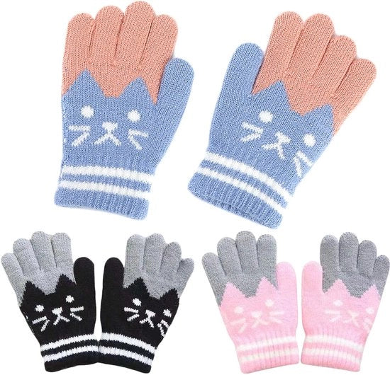 Kindergloves - Manopole per bambini - Manopole calzate con imbottitura in fleece - Colori pastello - Piume colorate per bambini - Adatti per bambini di 3-8 anni - Imbottitura in fleece