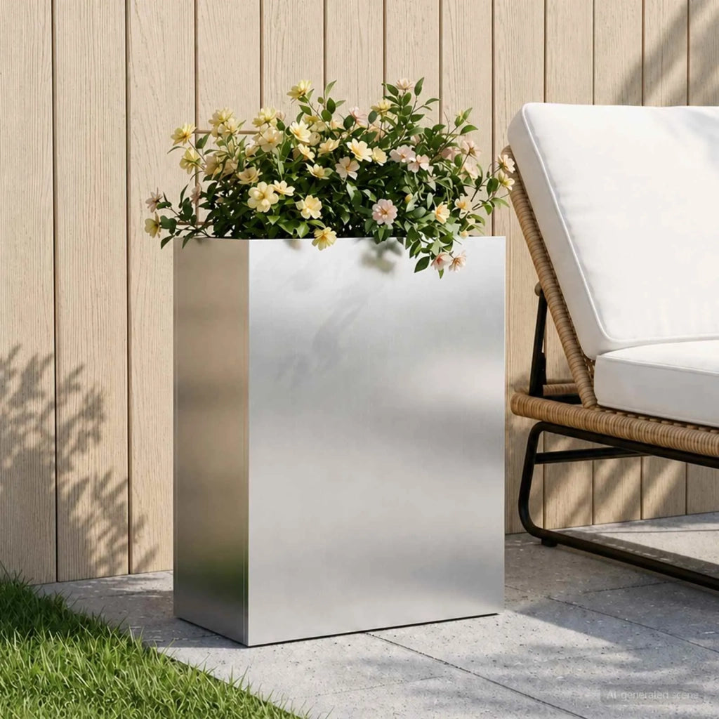 Vaso da giardino Argento 40 x 20 x 40 cm Acciaio Inox 8005408